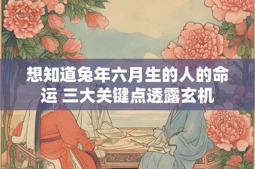 想知道兔年六月生的人的命运 三大关键点透露玄机