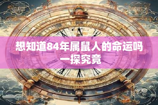 想知道84年属鼠人的命运吗 一探究竟