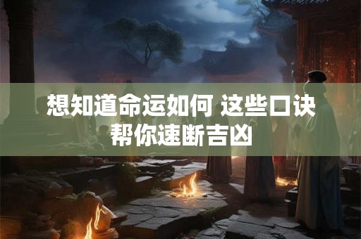 想知道命运如何 这些口诀帮你速断吉凶