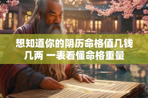想知道你的阴历命格值几钱几两 一表看懂命格重量
