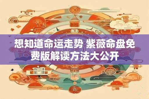 想知道命运走势 紫薇命盘免费版解读方法大公开