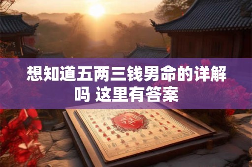 想知道五两三钱男命的详解吗 这里有答案