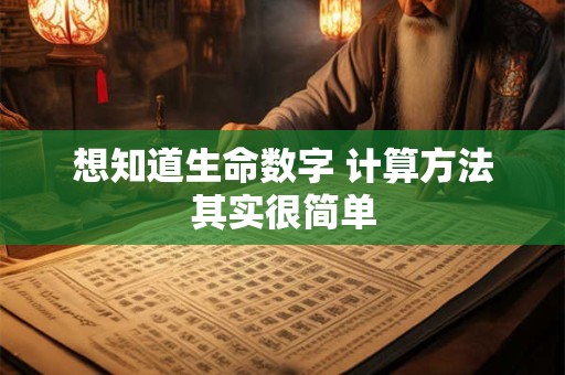 想知道生命数字 计算方法其实很简单
