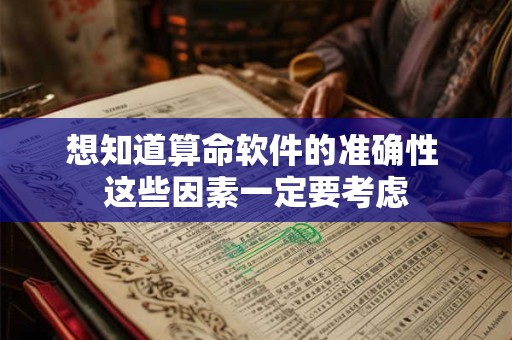 想知道算命软件的准确性 这些因素一定要考虑