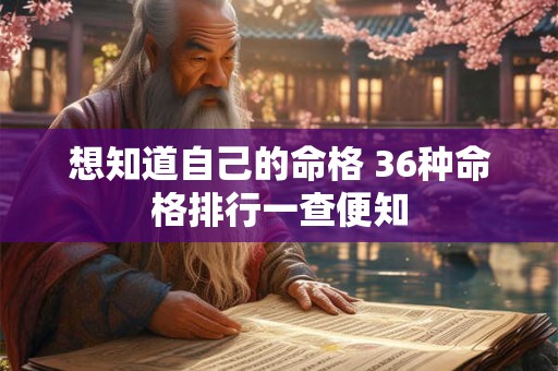 想知道自己的命格 36种命格排行一查便知