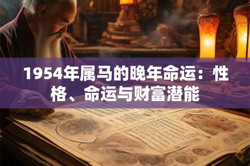 1954年属马的晚年命运：性格、命运与财富潜能