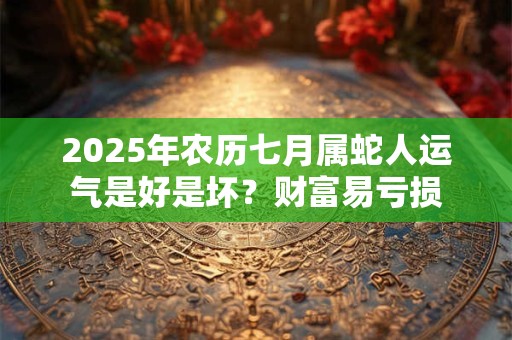 2025年农历七月属蛇人运气是好是坏？财富易亏损
