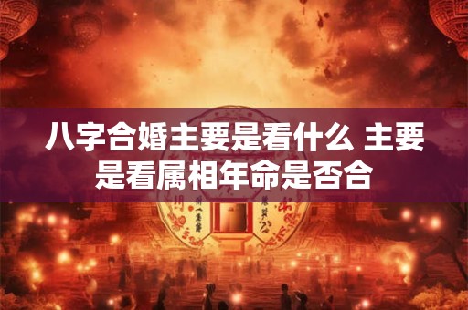 八字合婚主要是看什么 主要是看属相年命是否合