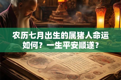 农历七月出生的属猪人命运如何？一生平安顺遂？