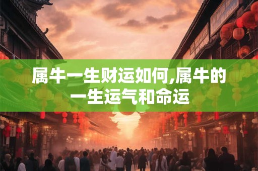 属牛一生财运如何,属牛的一生运气和命运