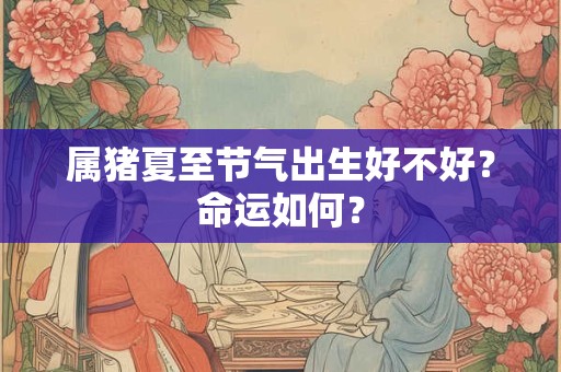 详细阅读:属猪夏至节气出生好不好?命运如何? 属猪夏至节气出生好不好?命运如何?