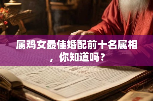 属鸡女最佳婚配前十名属相，你知道吗？