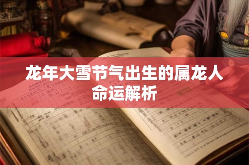 龙年大雪节气出生的属龙人命运解析