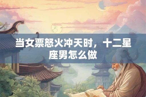 当女票怒火冲天时，十二星座男怎么做