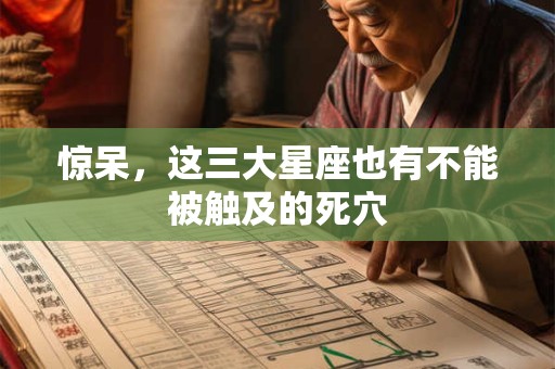 惊呆，这三大星座也有不能被触及的死穴