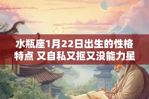 详细阅读:水瓶座1月22日出生的性格特点 又自私又抠又没能力星座男 水瓶座1月22日出生的性格特点 又自私又抠又没能力星座男