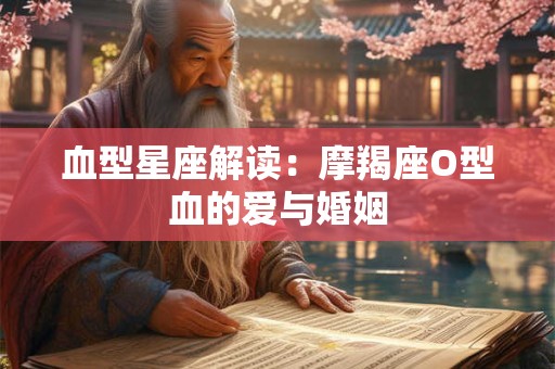 血型星座解读：摩羯座O型血的爱与婚姻