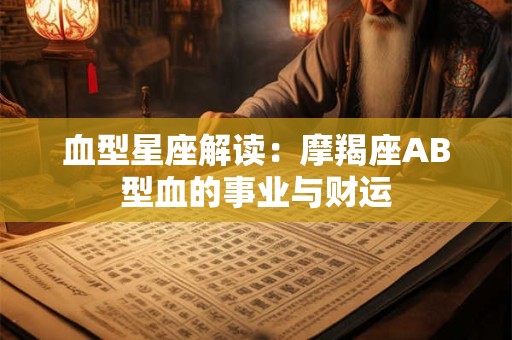 血型星座解读：摩羯座AB型血的事业与财运