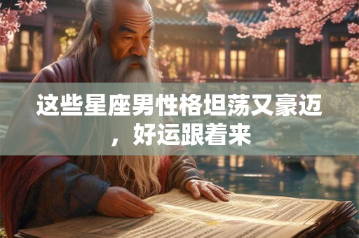 这些星座男性格坦荡又豪迈，好运跟着来