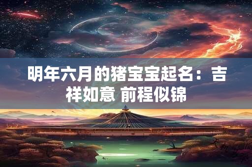明年六月的猪宝宝起名：吉祥如意 前程似锦
