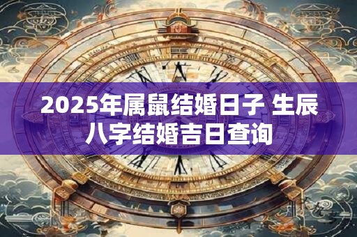 详细阅读:2025年属鼠结婚日子 生辰八字结婚吉日查询 2025年属鼠结婚日子 生辰八字结婚吉日查询