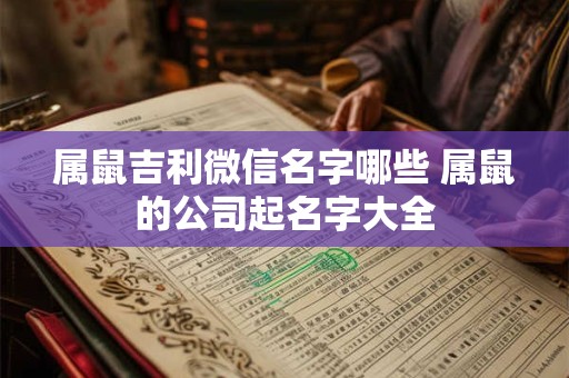 属鼠吉利微信名字哪些 属鼠的公司起名字大全