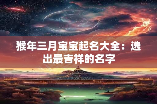 猴年三月宝宝起名大全：选出最吉祥的名字