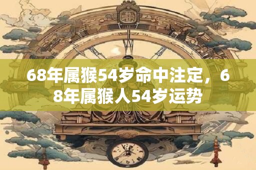 68年属猴54岁命中注定，68年属猴人54岁运势
