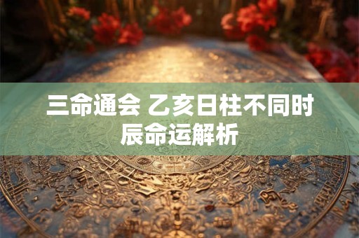 三命通会 乙亥日柱不同时辰命运解析