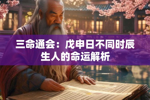 三命通会：戊申日不同时辰生人的命运解析