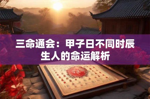 三命通会：甲子日不同时辰生人的命运解析