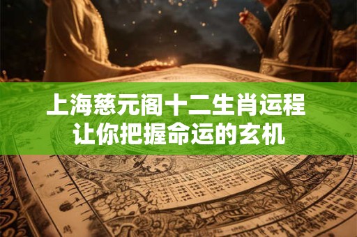 上海慈元阁十二生肖运程 让你把握命运的玄机