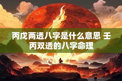 丙戊两透八字是什么意思 壬丙双透的八字命理
