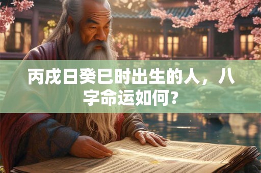 丙戌日癸巳时出生的人，八字命运如何？