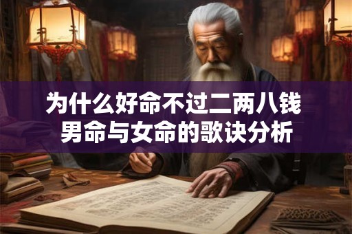 为什么好命不过二两八钱 男命与女命的歌诀分析