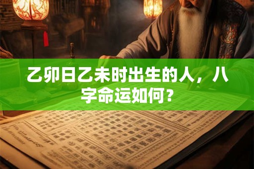 乙卯日乙未时出生的人，八字命运如何？