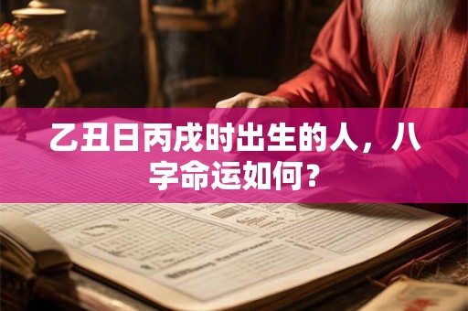 乙丑日丙戌时出生的人，八字命运如何？