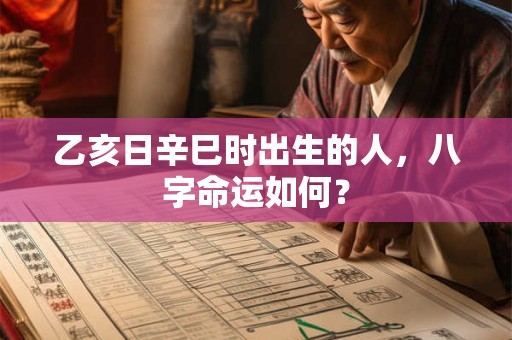 乙亥日辛巳时出生的人，八字命运如何？