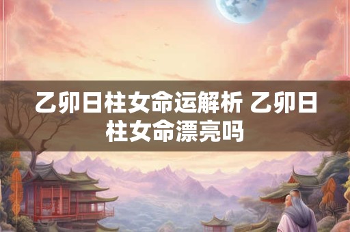 乙卯日柱女命运解析 乙卯日柱女命漂亮吗
