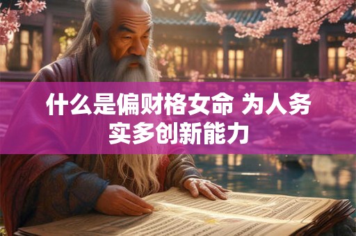 什么是偏财格女命 为人务实多创新能力