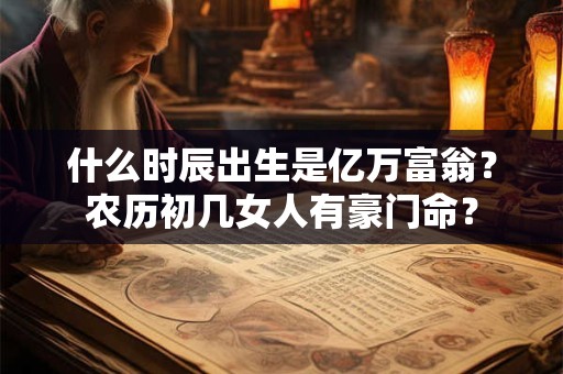 什么时辰出生是亿万富翁？农历初几女人有豪门命？