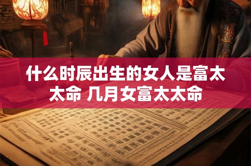 什么时辰出生的女人是富太太命 几月女富太太命