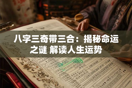 八字三奇带三合：揭秘命运之谜 解读人生运势