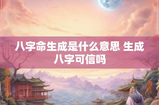 八字命生成是什么意思 生成八字可信吗