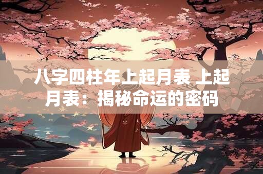 八字四柱年上起月表 上起月表：揭秘命运的密码