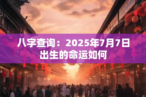 八字查询：2025年7月7日出生的命运如何