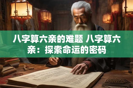 详细阅读:八字算六亲的难题 八字算六亲:探索命运的密码 八字算六亲的难题 八字算六亲:探索命运的密码