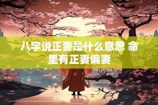 八字说正妻是什么意思 命里有正妻偏妻