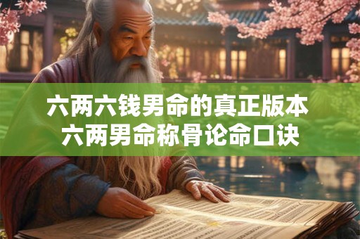 六两六钱男命的真正版本 六两男命称骨论命口诀