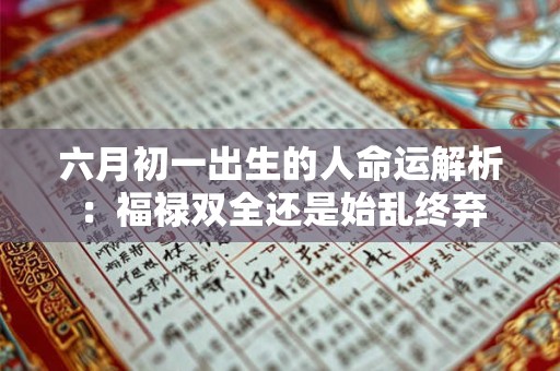 详细阅读:六月初一出生的人命运解析:福禄双全还是始乱终弃 六月初一出生的人命运解析:福禄双全还是始乱终弃
